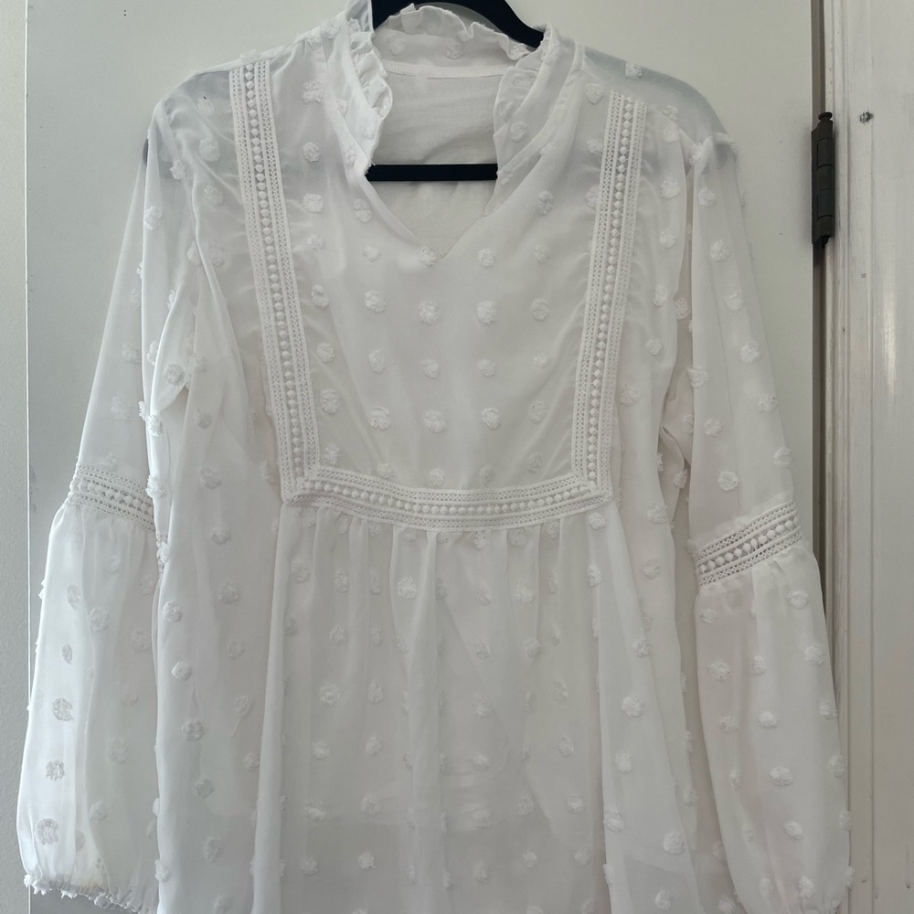 White sheer polka dot blouse